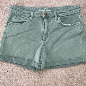 Green denim shorts